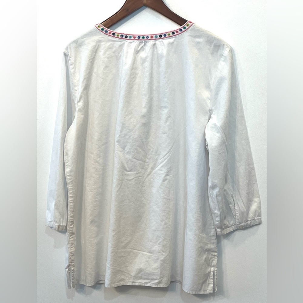 Talbots embroidered boho tunic blouse cotton long sleeve spring summer XL - Picture 7 of 7